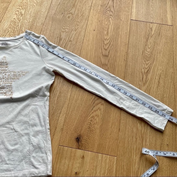 OFF WHITE & GOLD LONG SLEEVES GRAPHIC  TEE - Picture 5 of 11